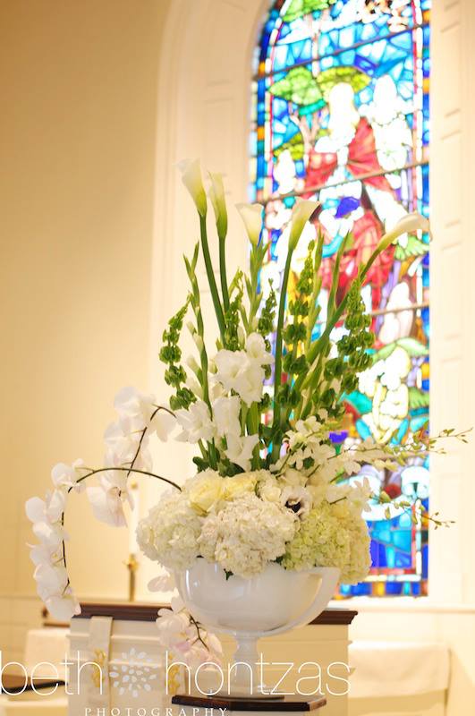 white altar flowers
